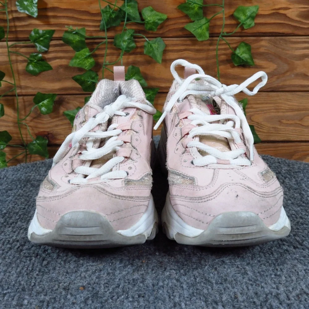 Skechers D'Lites Bright Blossoms Women Sneaker 7 Walking Pink Leather Floral